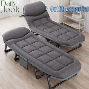 Tidur tunggal tempat berkemah Foldable bed Camping Cots Portable bed for Adults Adjustable 5-Position Lounge Chair with Pillow Portable Travel bed
