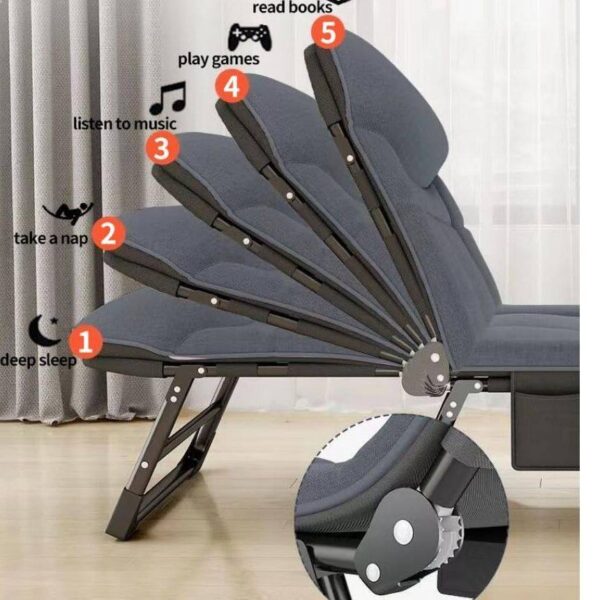 Tidur tunggal tempat berkemah Foldable bed Camping Cots Portable bed for Adults Adjustable 5-Position Lounge Chair with Pillow Portable Travel bed